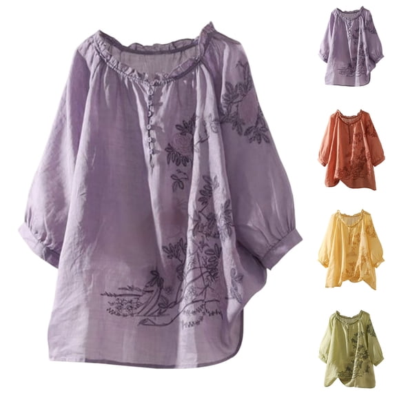 Bixock Maternity's Tops 3/4 Sleeve Crew Neck Plus Size Loose Casual Maternity Shirt Pregnancy Blouse Summer Maternity Clothes