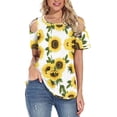 thumbnail image 4 of Gibobby Casual Playera de Manga Corta para Mujer Mujeres Blouse Hombro básico Top Blouse(Amarillo,XL), 4 of 5