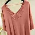 thumbnail image 6 of BLVB Women's Summer Tops V Neck Short Sleeve Backless Basic Shirts Casual Loose Solid Color Blouse Loungewear, 6 of 6