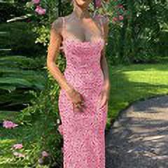 Hugcitar estampado de flores Slip sin mangas espalda descubierta Delgado Sexy Maxi vestido 2022 primavera mujeres elegante ropa de calle ropa de fiesta concisa