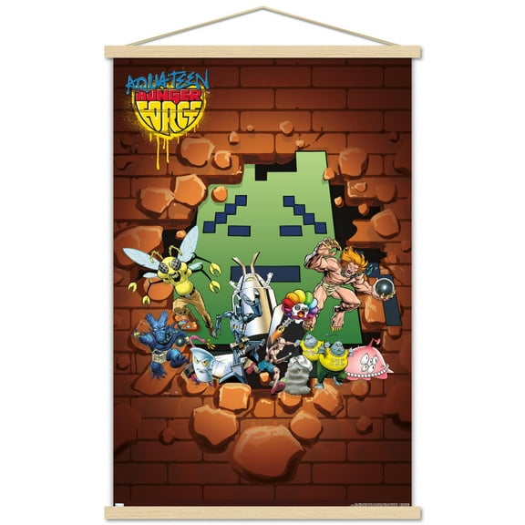 Aqua Teen Hunger Force - Villains Wall Poster with Wooden Magnetic Frame, 22.375" x 34"