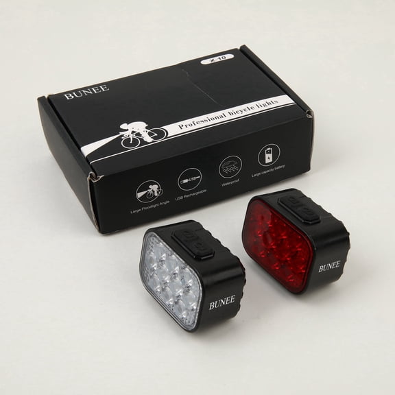 BUNEE Bike Light USB Rechargeable, 3500LM Ultra Bright Bike Light Headlight and Taillight Set, Front and Back Set