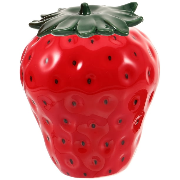 Tarro de té, bote de té de cerámica, tarro de almacenamiento de dulces de cerámica, bote de almacenamiento de té con forma de fresa