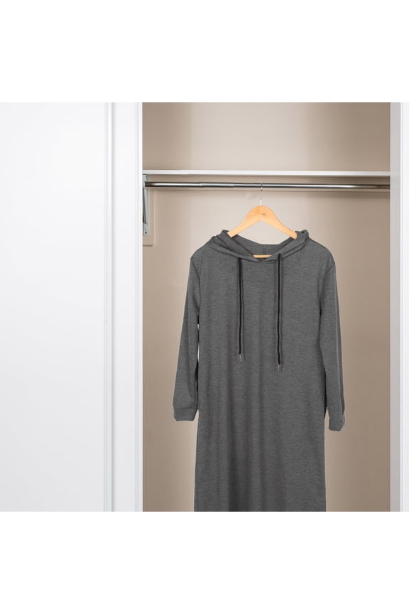 Women's Hoodie Sweatshirt Dress in Grey Cotton, 1 Pack, Wind Resistant, Loose Fit Casual Wear