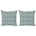 thumbnail image 1 of Ambesonne Tropical Throw Pillow Cover 2 Pack, Exotic Banana Leaves, 18", Pale Pink and Teal, 1 of 2