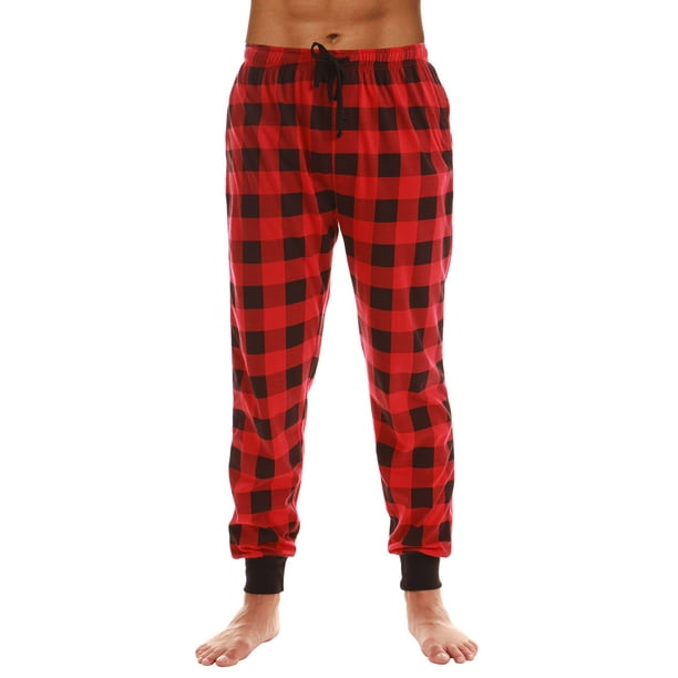 At The Buzzer Mens Buffalo Plaid Pajama Pant (Red Buffalo Plaid Jogger