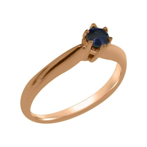 LBG British Made 9k Rose Gold Ring with Natural Sapphire Womens Engagement Ring - 33 size options - Size 4