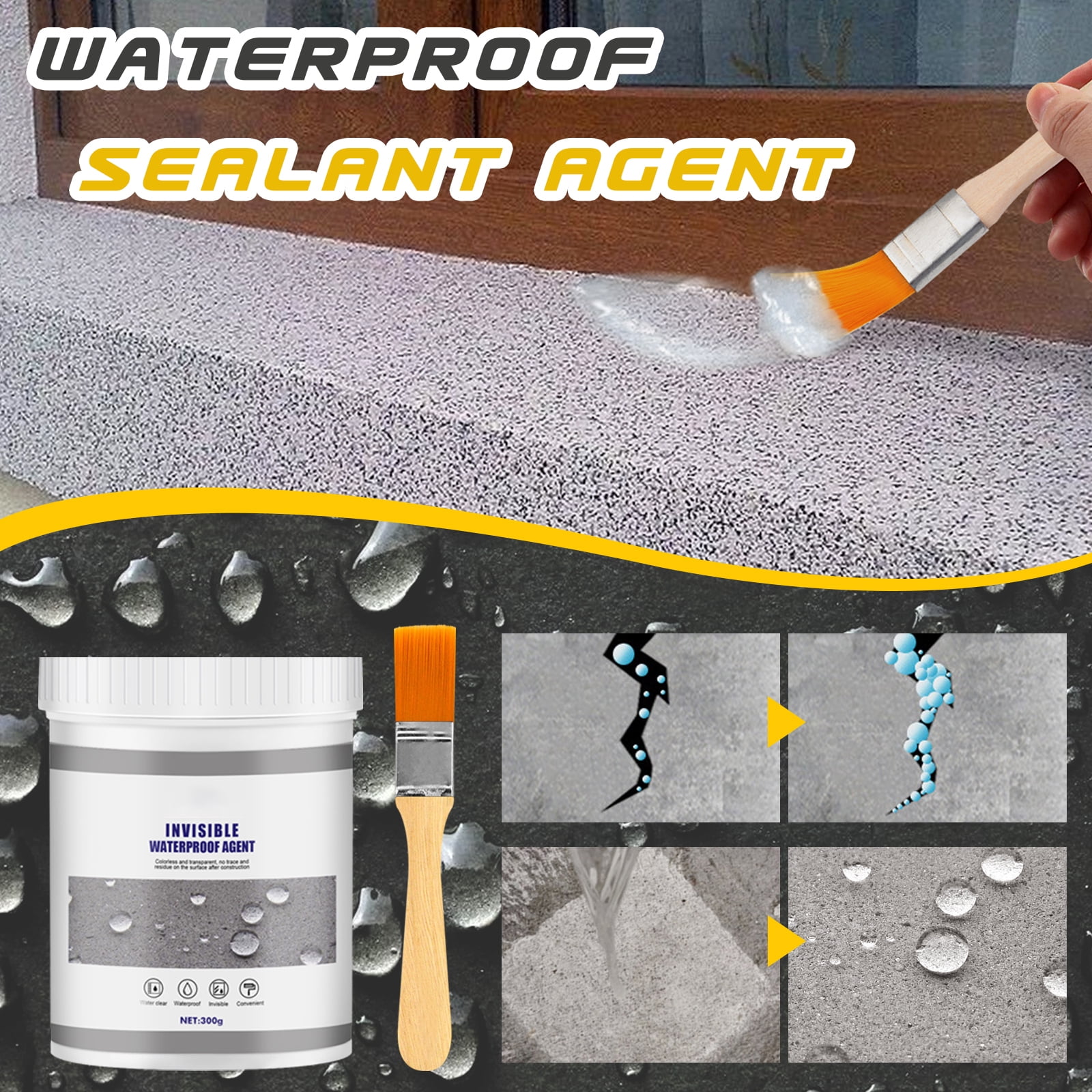 Alvantor Waterproof Sealant For Bathroom and Kitchen Exterior Walls, Invisible Waterproof Agent for Cracks and Leaks, 10.5oz, 8PC