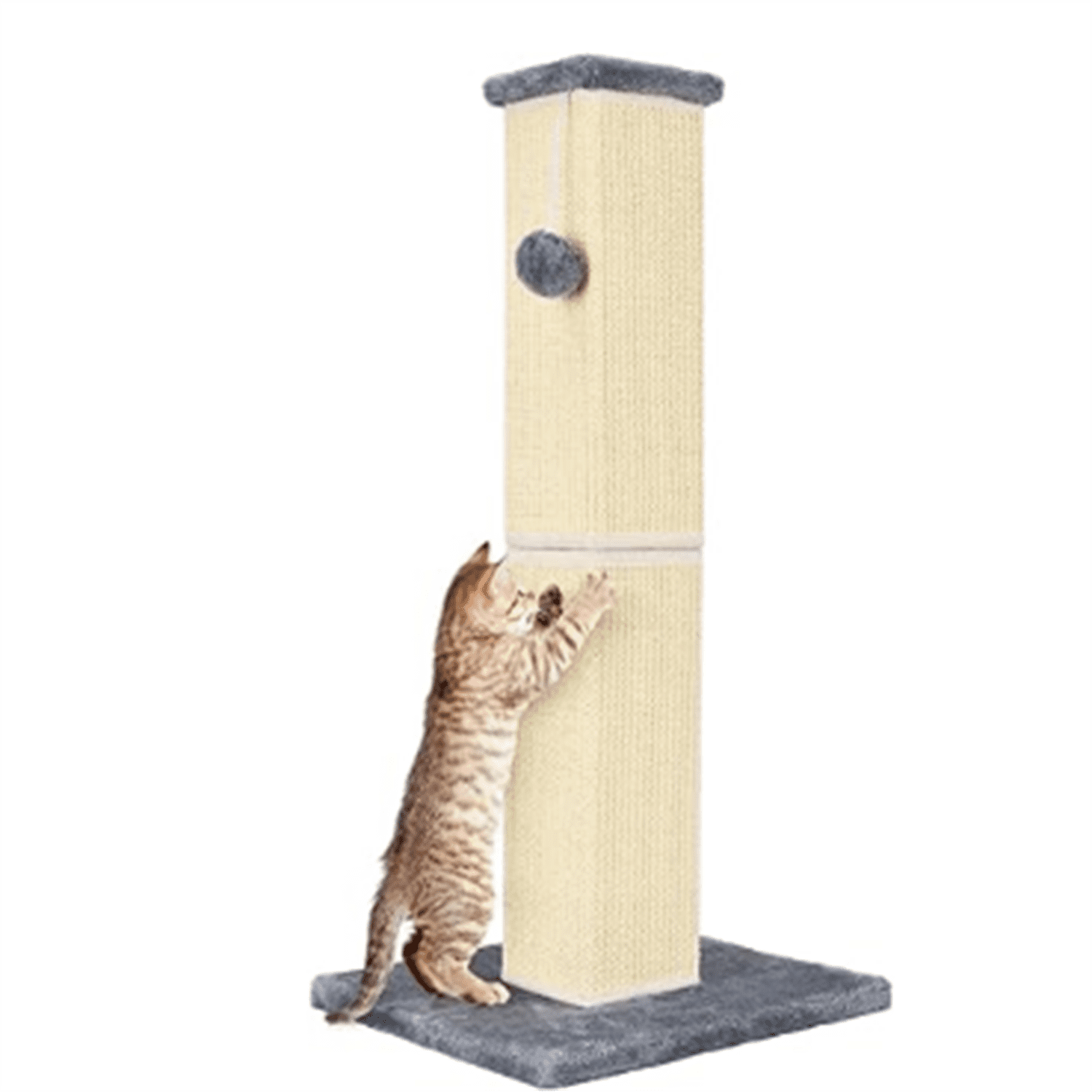 Cat Scratching Post 32 Inch for Indoor Large Cats and Kitten, Nature Sisal Tall Cat Scratch Post, Sisal Cat Scratcher Improve Cat's Scratching Habits and Protect Your Furniture, Grey