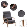 thumbnail image 2 of Modern Accent Chair with High Backrest and 1 Lumbar Pillow, Iron Frame Linen Material Armchair with Detachable Backrest and Seat, Upholstered Casual Chair with Solid Wood Arm, Dark Grey, 2 of 7