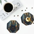 thumbnail image 3 of Bingfone Vintage Forest Meditating Tiger Leather Drinks Coasters with Set of 6,Suitable for Home Kitchen,Coffee Cup Coasters Home Gift, 3 of 7
