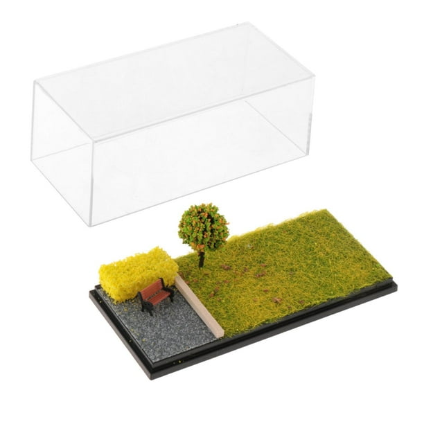 Vitrina de coche fundido a presión a escala 1/64 con cubierta de acrílico, escena de estacionamiento de coches de colección para decoración de adornos escena de otoño