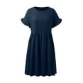 thumbnail image 4 of Women Fashion Solid Elegant Round Neck Loose And Linen Long Dress Dress Casual Summer Tunic Short Sleeve Maxi Dress for Women Summer Dresses Casual Long Daily Wear Dresses for Women Ruffle Dress for, 4 of 4