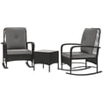 thumbnail image 1 of Grey 3-Piece Rattan Bistro Set with Rocking Chairs | Patio Furniture for Balcony, Porch & Small Spaces | Weather-Resistant Outdoor Seating, 1 of 7