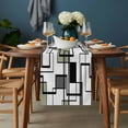 thumbnail image 2 of Sage Green Geometric Table Runner - 72 Inch Long, Kitchen Dining Table Runner Dresser Scarves, Simple Black Gray Abstract Striped Farmhouse Decor for Coffee Tables Wedding Party Banquet, 2 of 8