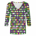 thumbnail image 5 of TaTaai Women's Fashion Christmas Printed Loose Casual V Neck With Three Quarter Sleeves And 3/4 Sleeves T-shirt Pullover Top Gift, 5 of 5