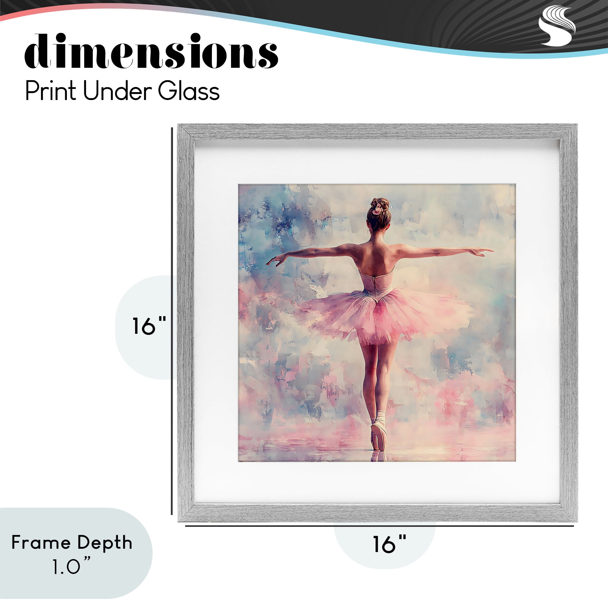 Stupell Industries Elegant Ballet Dancer in Motion Gray Framed Print Under Glass, design by Creative Studio