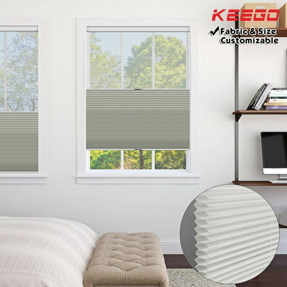 Keego Day and Night Cordless Cellular Shade Adjustable Dual Use Honeycomb Window Blinds Light Filtering Sheer and Blackout Grey 35.0"w x 36"h