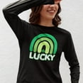 thumbnail image 2 of St Patricks Day Lucky Shamrock Rainbow Womens Long Sleeve T Shirt, 2 of 5