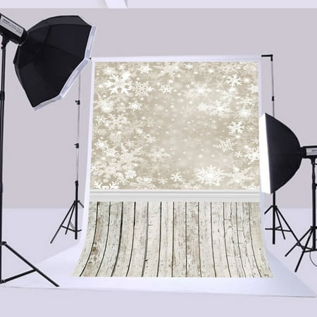 Image of HelloDecor 5x7ft Christmas backdrops Snowflakes background Floor of wood of children s photography backdrops for christmas