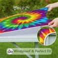 thumbnail image 6 of Colorful Rainbow Tie Dye Spiral Pattern Square Fitted Tablecloth with Elastic Edge,Square Table Cover,Washable Elastic Table Cover for Home Kitchen Party Decor 36"x36", 6 of 6