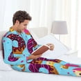 thumbnail image 6 of Naloa Donuts Men’s Pajamas Set - Long Sleeve Button Down Sleep Shirt and Pajama Bottoms Sleepwear Set-X-Large, 6 of 7