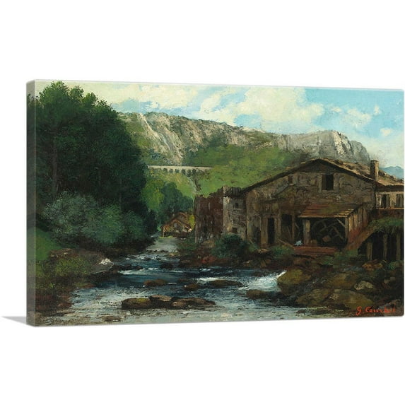 ARTCANVAS A Mill In a Rocky Landscape Canvas Art Print by Theodore Gericault - Size: 40" x 26" (0.75" Deep)
