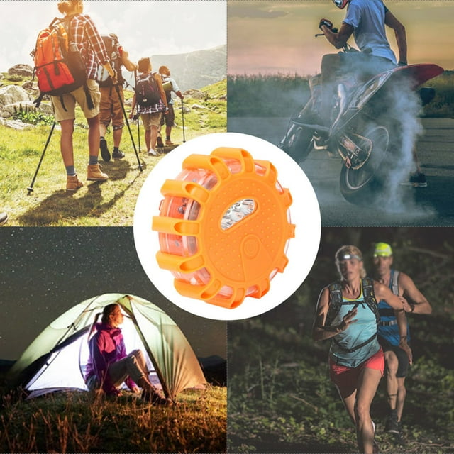 Emergency Light Blue/ Orange/ Green Round Beacon Light, LED Warning Light, Plastic For Camping, Hiking, Exploring Cars, Motorcycles