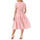 thumbnail image 3 of Vestido de cuadros para mujer Inspire Chic, vestido midi con volantes, escote en V, decoración de botones, color rosa, talla M, 3 of 6