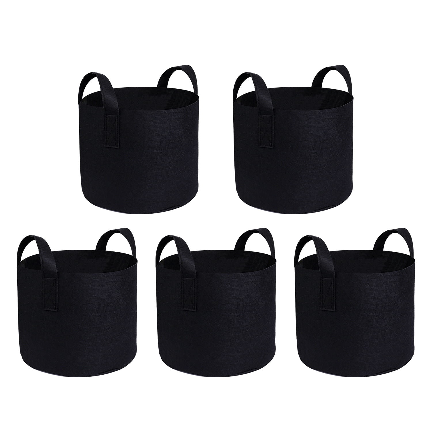 NC Potato Grow Bags, 5 Pack 10 Gallon Nonwoven Cloth Fabric Grow Bag with Handles, Black