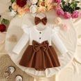 thumbnail image 2 of Mnyotv Baby Girls Clothes Cute Bow Rompers with Headbands Long Sleeve Jumpsuits Fall Winter Outfits for Infants Size 0-3 Months, 2 of 7