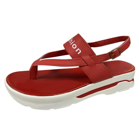 

Womens Sandals Ladies Fashion Flock Wedge Heel Pinch Toe Platform Buckle Roman Sandals Women S Sandals Pu Red 39