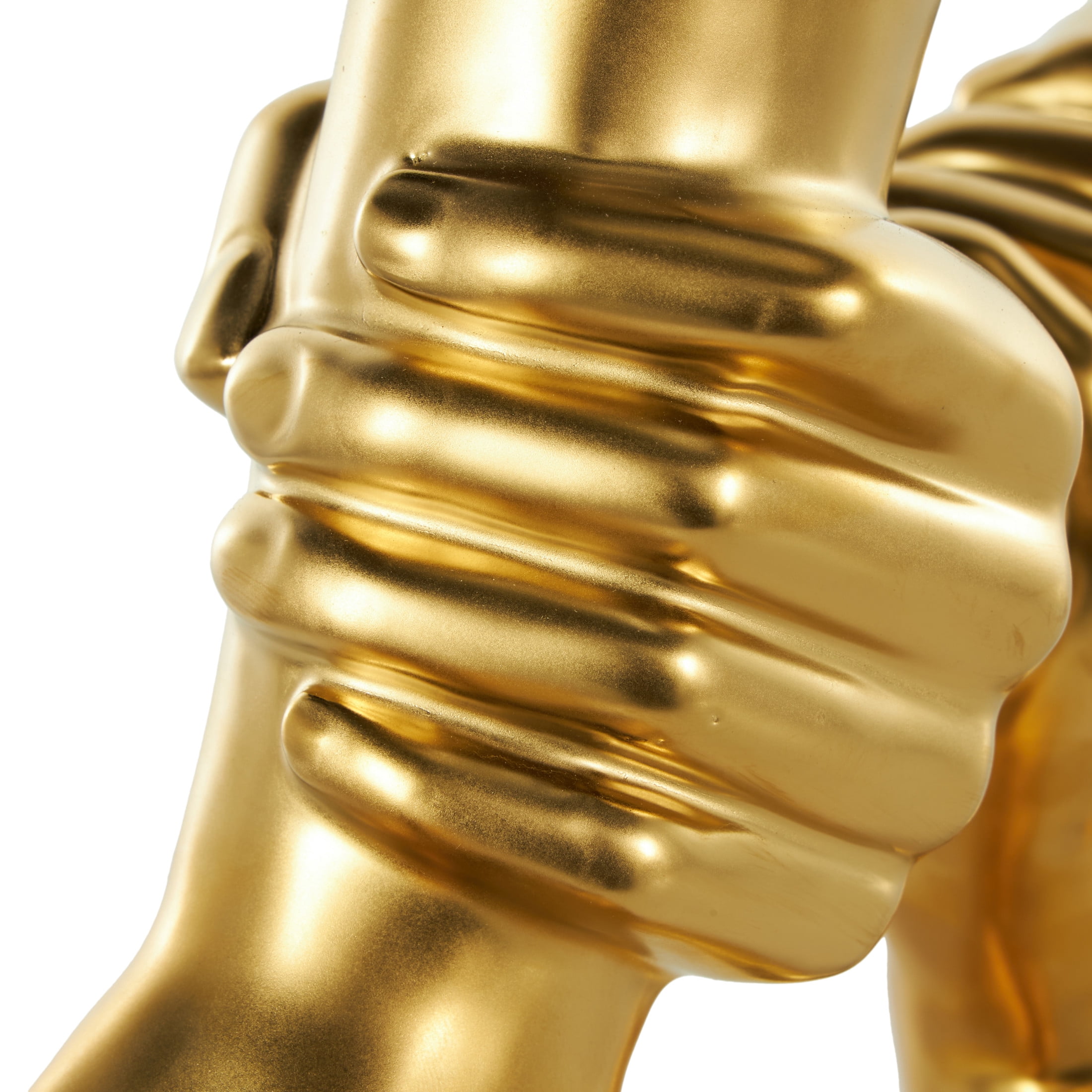 13" x 13" Gold Ceramic Gripping Hands Sculpture, by DecMode