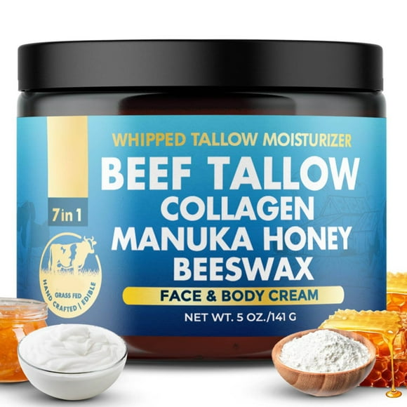 New! Natural Moisturizer Cream, Beef Tallow for Skin Fed Beef Tallow Balm with Jojoba Oil Olive Oil Beeswax & Collagen Natural Moisturizer Body Lips, Clearance Sales!