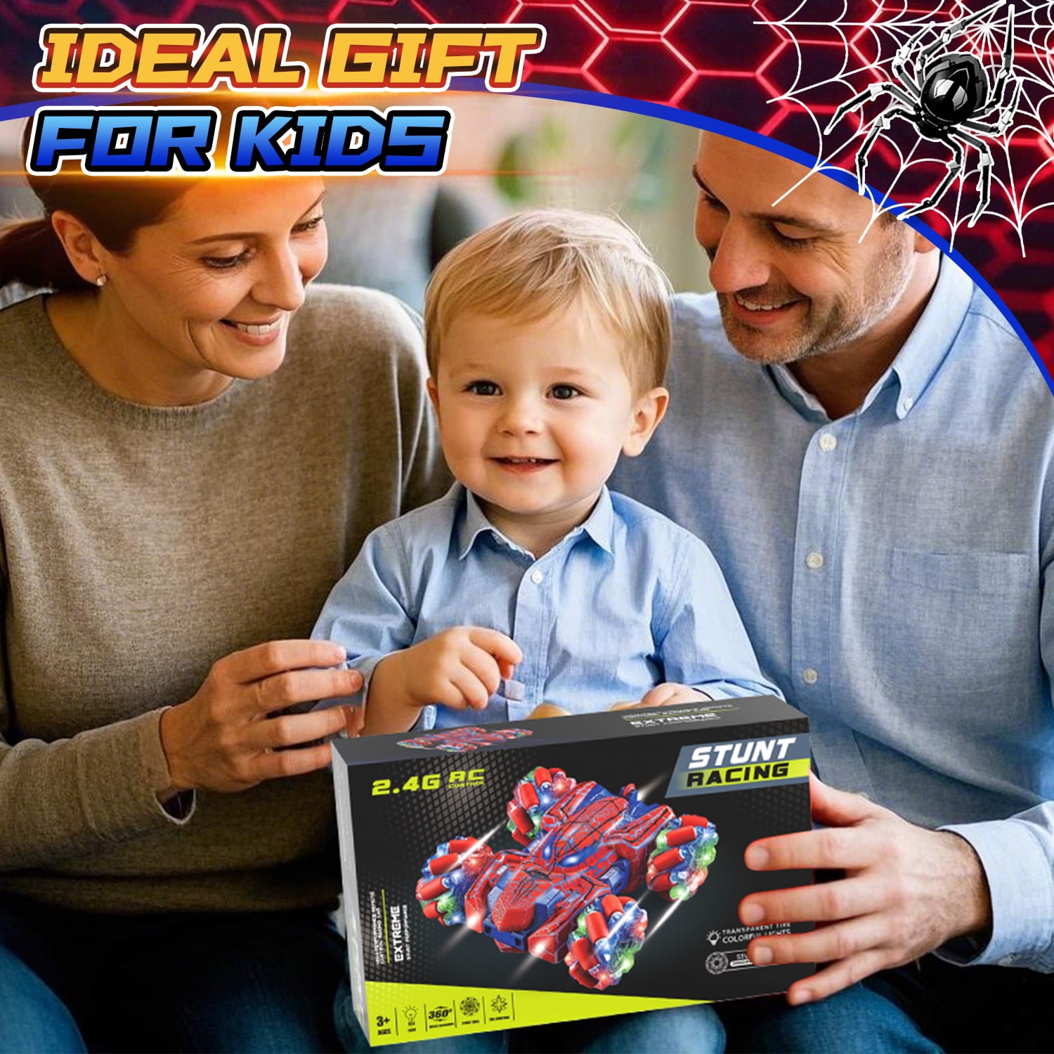 Remote Control Cars, RC Cars Toys for 5 6 7 8 9 10 Year Old Boys Girls, Gesture Sensing RC Stunt Car, Double Sided Race Car with Cool Lights for Boys Kids Age 8-12 Outdoor Toys Birthday Gifts