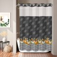 thumbnail image 2 of No Hook Shower Curtain, Black Plaid Pumpkins Fall Shower Curtains for Bathroom with See Through Top Window, Thanksgiving Botanical Farmhouse Waterproof & Washable Bath Curtain Stall 48"x72", 2 of 9