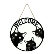 Clearance Hallo-ween Decorations,Door Hanging Decoration,Welcome Sign Welcome Cat Wooden Welcome Wreath Sign Wreath Door Hanging For Christmas Housewarming,Home Decor