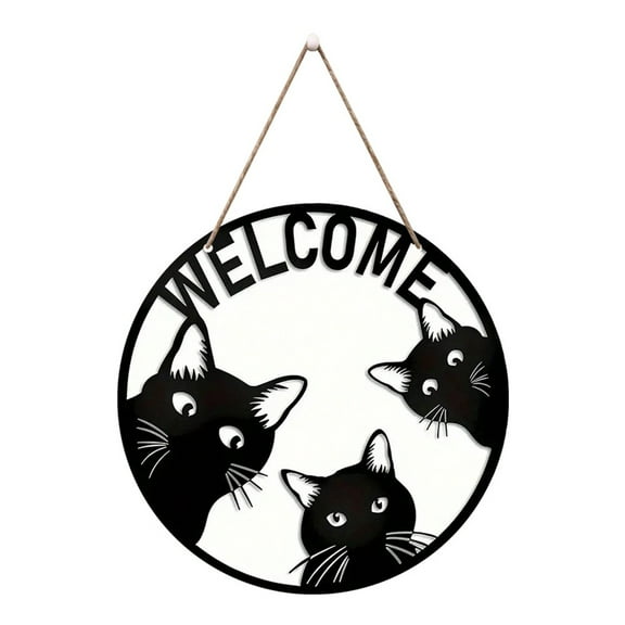Clearance Hallo-ween Decorations,Door Hanging Decoration,Welcome Sign Welcome Cat Wooden Welcome Wreath Sign Wreath Door Hanging For Christmas Housewarming,Home Decor
