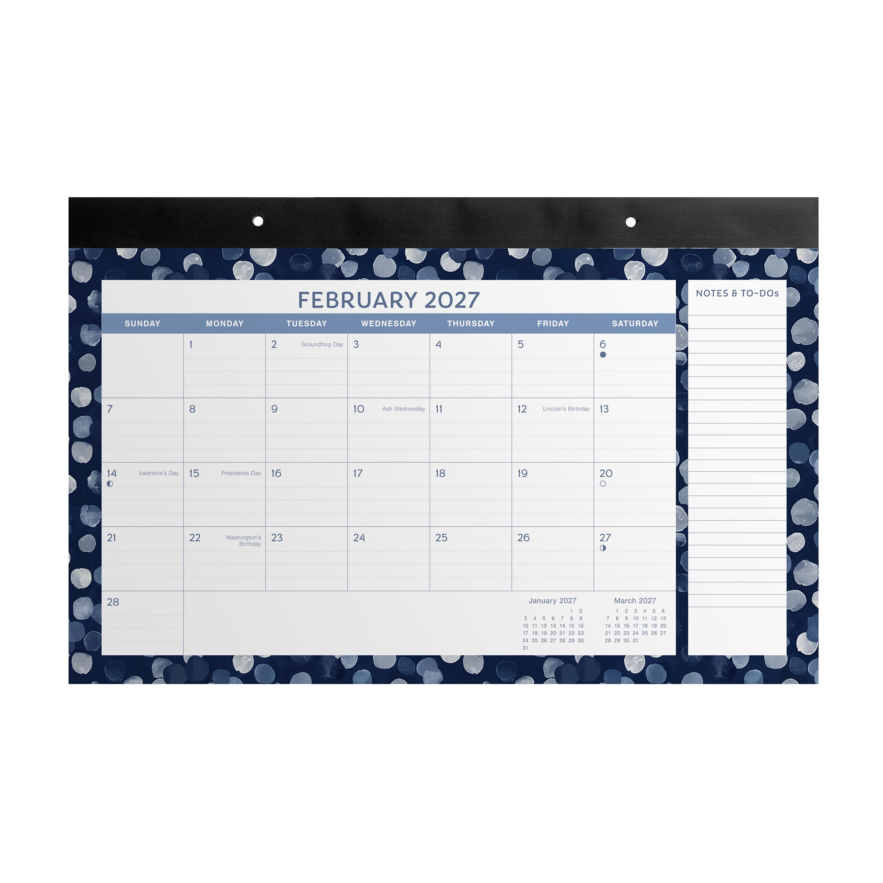 2027 Pen+Gear Blue Dot Desk Pad Calendar 17x11 January-December Gridded
