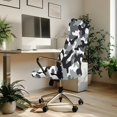 thumbnail image 3 of FKELYI Office Chair Cover for Home Anti-Dust Computer Chair Covers Removable Rotating Chair Slipcover for Swivel Boss Chair Grey Black Camo Print Office Decoration, Large, 3 of 6