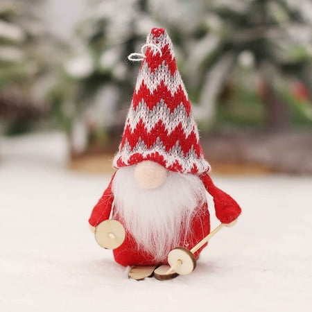 

Ovzne New Christmas Cartoon Doll Pendant Faceless Doll Ski Doll Scene Dress Up