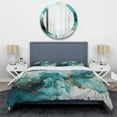 thumbnail image 3 of Designart "Teal Gold Fractal Mystic Mirage III" Modern Bedding Covert Set - Fractals Teal Abstract Bed Set With 2 Shams, 3 of 6