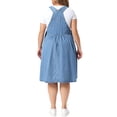 thumbnail image 3 of Agnes Orinda Women's Plus Size Denim Overalls Dress Sleeveless Adjustable Straps Waist Buttons Romper Casual Jumper Jean Midi Dresses 2026 with Pockets 2X Light Blue, 3 of 6