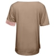 thumbnail image 5 of ICHUANYI Clearance Women's Fashion Casual Patchwork V-Neck Loose Short Sleeve T-shirt Pullover Tops(Khaki, S) Ichuanyi Ichuanyi, 5 of 5