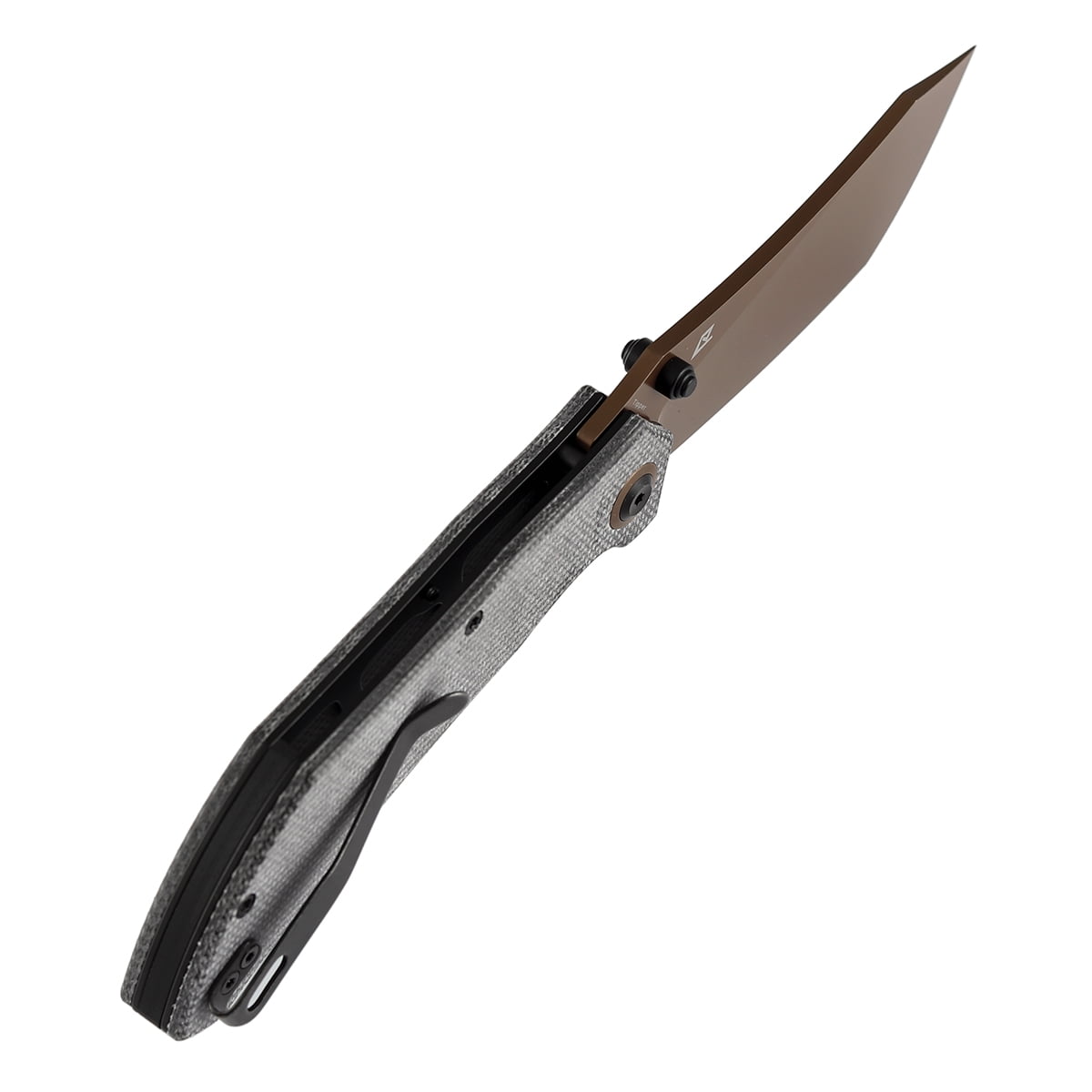 Tenable Tipper Folding Pocket Knife 3.39'' Rose Gold Nitro V Blade,Black Micarta Handle,B1079A1