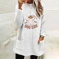 thumbnail image 1 of FcBaudy Hauts pour Femmes, Blouses et Chemises à Manches Longues et Col Rond, Chemises pour Femmes de Noël, Manteau Épais et Chaud à Manches Longues et Col Rond Imprimé avec Poche pour Femmes, 1 of 4