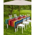 thumbnail image 4 of nqOlkjepod Boho Colored Stripes Outdoor Tablecloth with Umbrella Hole & Zipper, Vintage Green Red Blue Tribal Rectangle Table Cover 52x70 Inch, Dining Waterproof Table Cloth Protector for Patio, 4 of 7