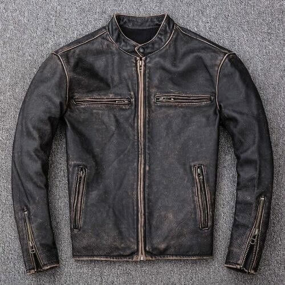 Distressed leather jacket mens online