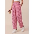 thumbnail image 4 of PRETTYGARDEN Plaid Barrel Pants Women Summer Casual Loose Wide Leg Lounge Gingham Trousers Spring Fashion Beach Bottoms, 4 of 9