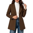 thumbnail image 2 of Afelkas Women Winter Peacoat Single Breasted Notched Lapel Tailored Fit and Flare Wool Blend Coat with Pockets, 2 of 7